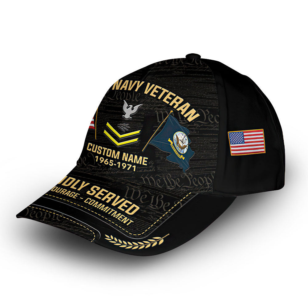 Unique Custom Name, Rank, Year, US Navy Cap VPVC007402, Gifts For Navy Veteran, Gifts For Dad, For Husband, Best Gifts On Father's Day, Independence Day, Veterans Day.
