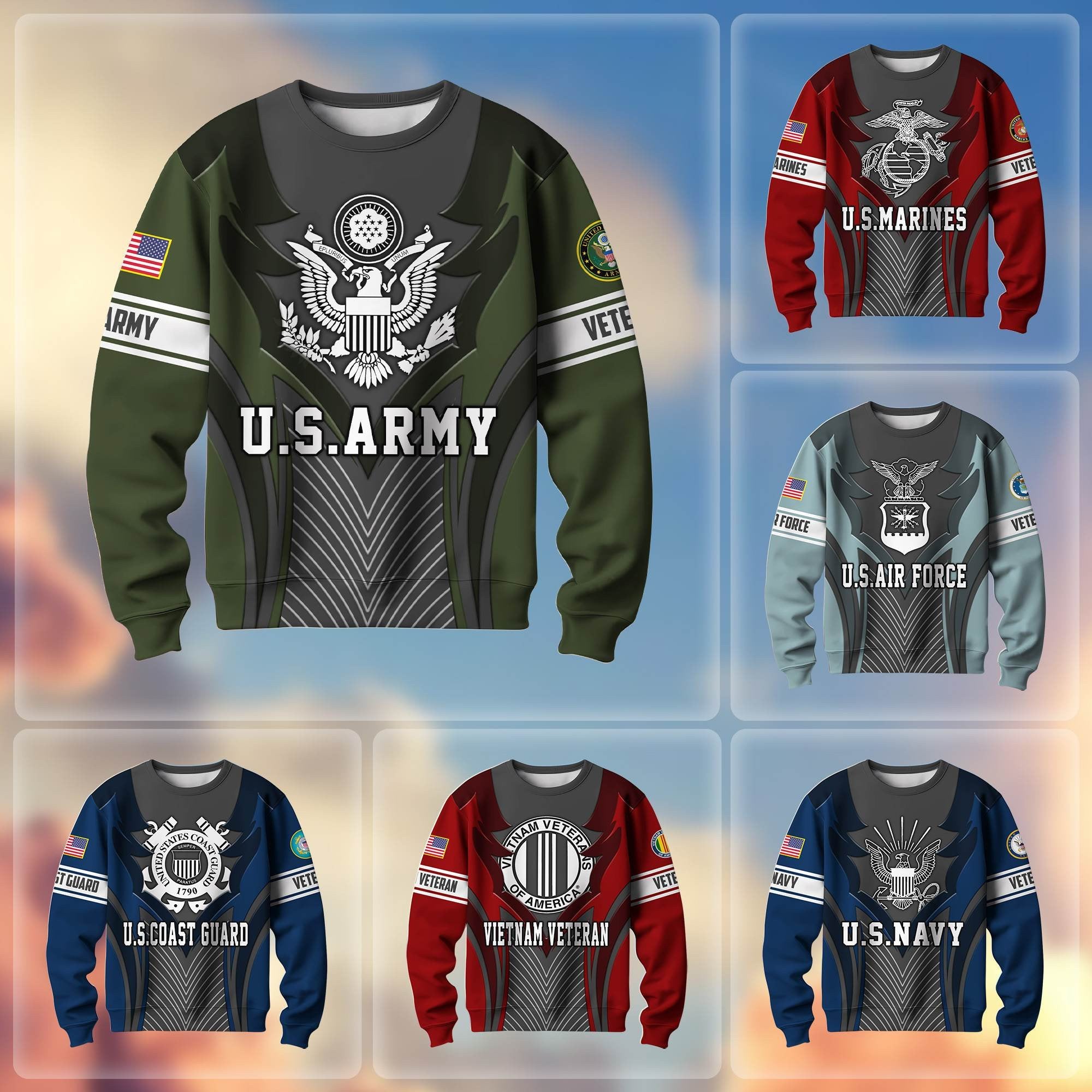 Premium US Veterans Sweatshirt BPHN140212, Gifts For US Veterans, Best Gifts On Father's Day, Armed Forces Day, Independence Day, Veterans Day.