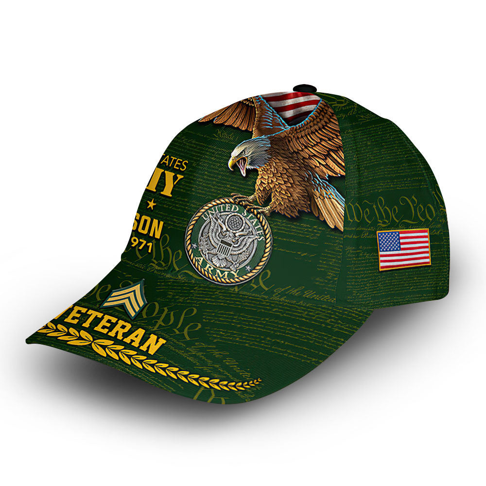 Premium US Army Cap VPVC007601, Custom Name, Rank, Year, Gifts For Army Veteran, Best Gifts On Father's Day, Armed Forces Day, Independence Day, Veterans Day.