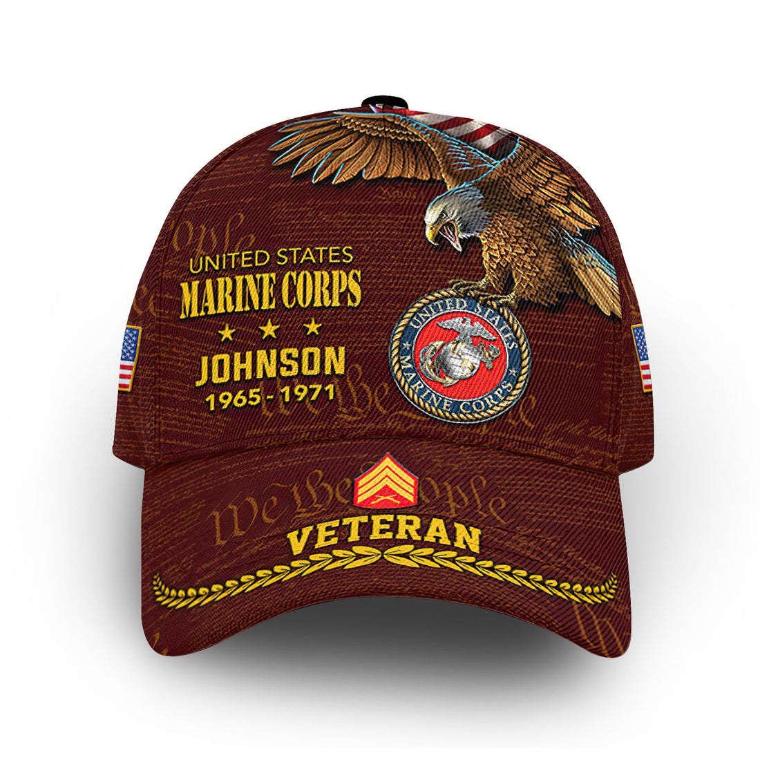 Premium USMC Cap VPVC007603, Custom Name, Rank, Year, Gifts For Marine Veteran, Best Gifts On Father's Day, Armed Forces Day, Independence Day, Veterans Day.