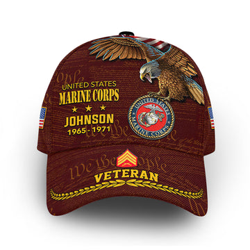 Premium USMC Cap VPVC007603, Custom Name, Rank, Year, Gifts For Marine Veteran, Best Gifts On Father's Day, Armed Forces Day, Independence Day, Veterans Day.