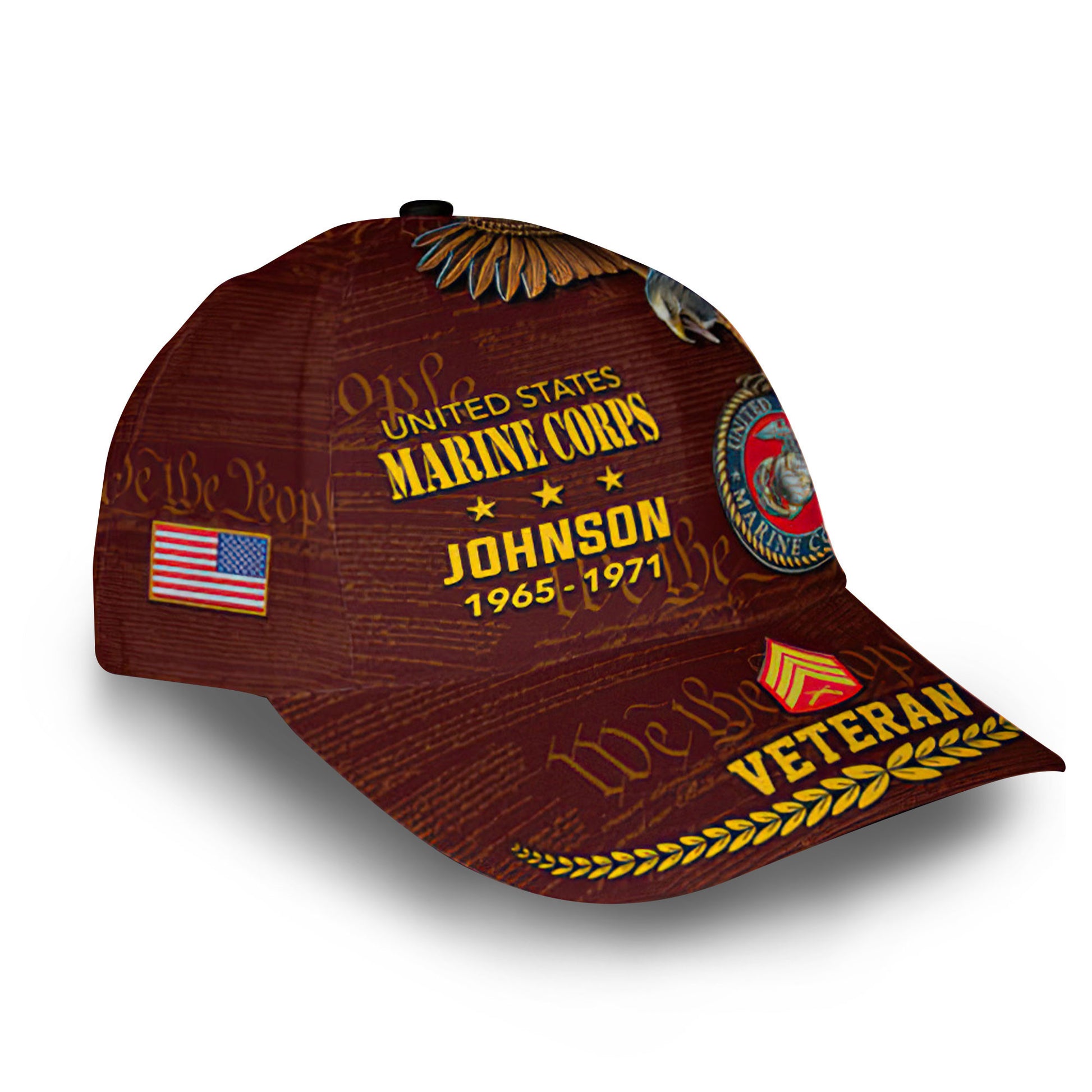 Premium USMC Cap VPVC007603, Custom Name, Rank, Year, Gifts For Marine Veteran, Best Gifts On Father's Day, Armed Forces Day, Independence Day, Veterans Day.