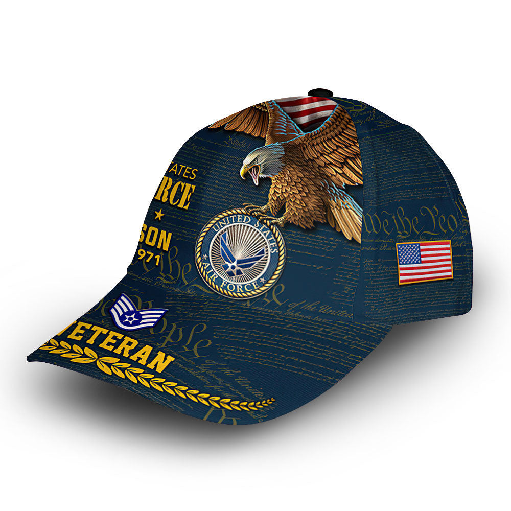 Premium USAF Cap VPVC007604, Custom Name, Rank, Year, Gifts For Air Force Veteran, Best Gifts On Father's Day, Armed Forces Day, Independence Day, Veterans Day.