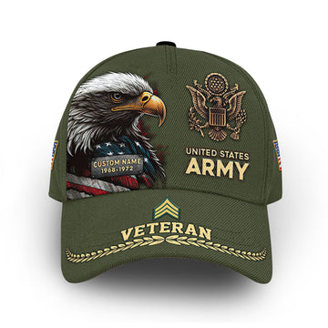 Premium US Army Cap VPVC007701, Custom Name, Rank, Year, Gifts For Army Veteran, Best Gifts On Father's Day, Armed Forces Day, Independence Day, Veterans Day.