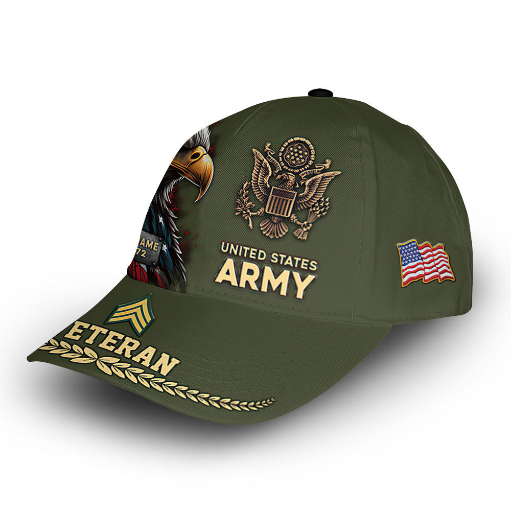 Premium US Army Cap VPVC007701, Custom Name, Rank, Year, Gifts For Army Veteran, Best Gifts On Father's Day, Armed Forces Day, Independence Day, Veterans Day.