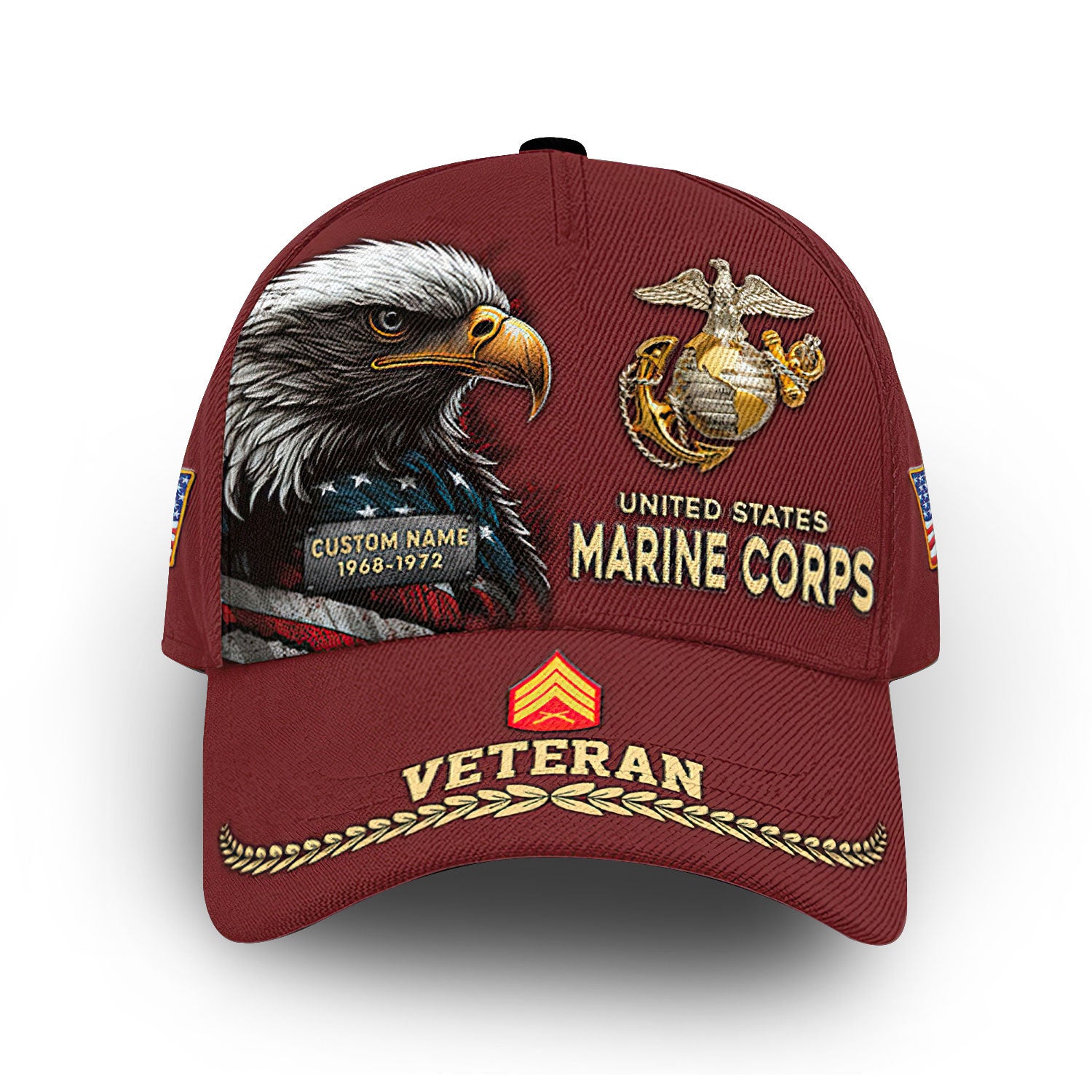 Premium USMC Cap VPVC007703, Custom Name, Rank, Year, Gifts For Marine Veteran, Best Gifts On Father's Day, Armed Forces Day, Independence Day, Veterans Day.