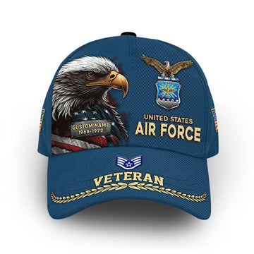 Premium USAF Cap VPVC007704, Custom Name, Rank, Year, Gifts For Air Force Veteran, Best Gifts On Father's Day, Armed Forces Day, Independence Day, Veterans Day.