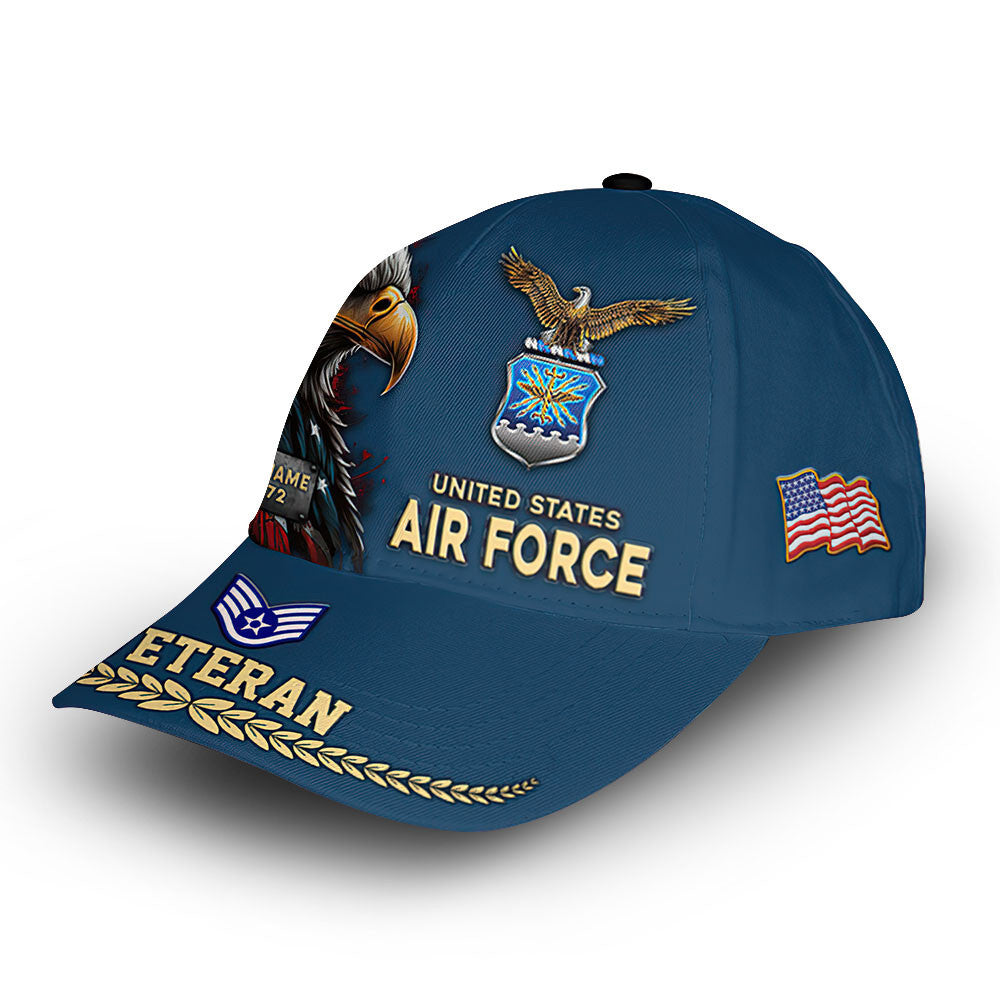 Premium USAF Cap VPVC007704, Custom Name, Rank, Year, Gifts For Air Force Veteran, Best Gifts On Father's Day, Armed Forces Day, Independence Day, Veterans Day.