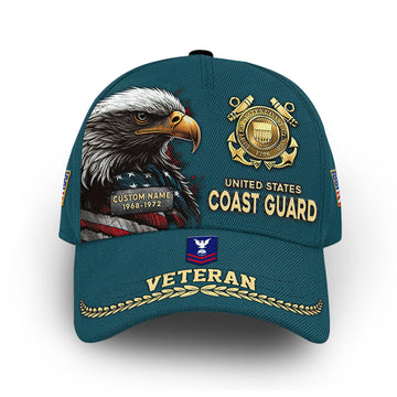 Premium USCG Cap VPVC007705, Custom Name, Rank, Year, Gifts For Coast Guard Veteran, Best Gifts On Father's Day, Armed Forces Day, Independence Day, Veterans Day.
