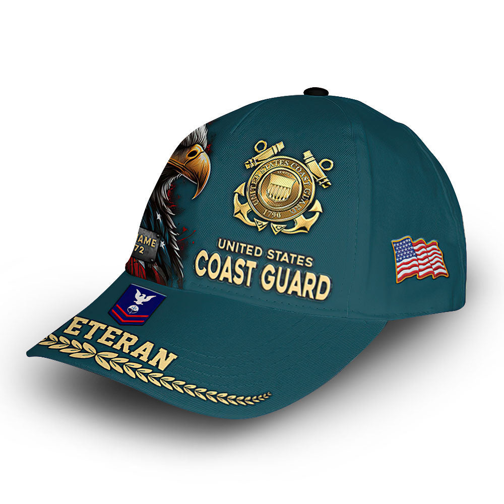 Premium USCG Cap VPVC007705, Custom Name, Rank, Year, Gifts For Coast Guard Veteran, Best Gifts On Father's Day, Armed Forces Day, Independence Day, Veterans Day.
