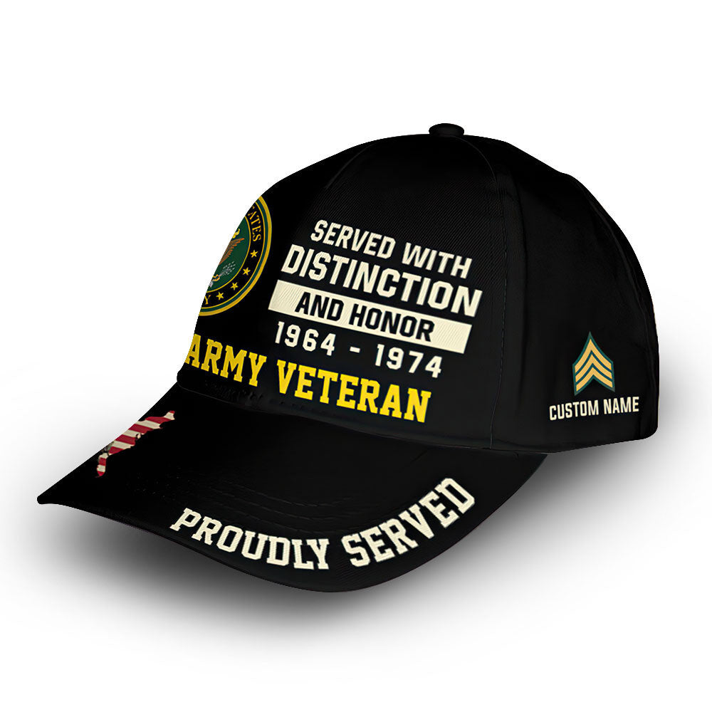 Unique Custom Name, Rank, Year, US Army Cap VPVC008001, Gifts For Army Veteran, Gifts For Dad, For Husband, Best Gifts On Father's Day, Independence Day, Veterans Day.
