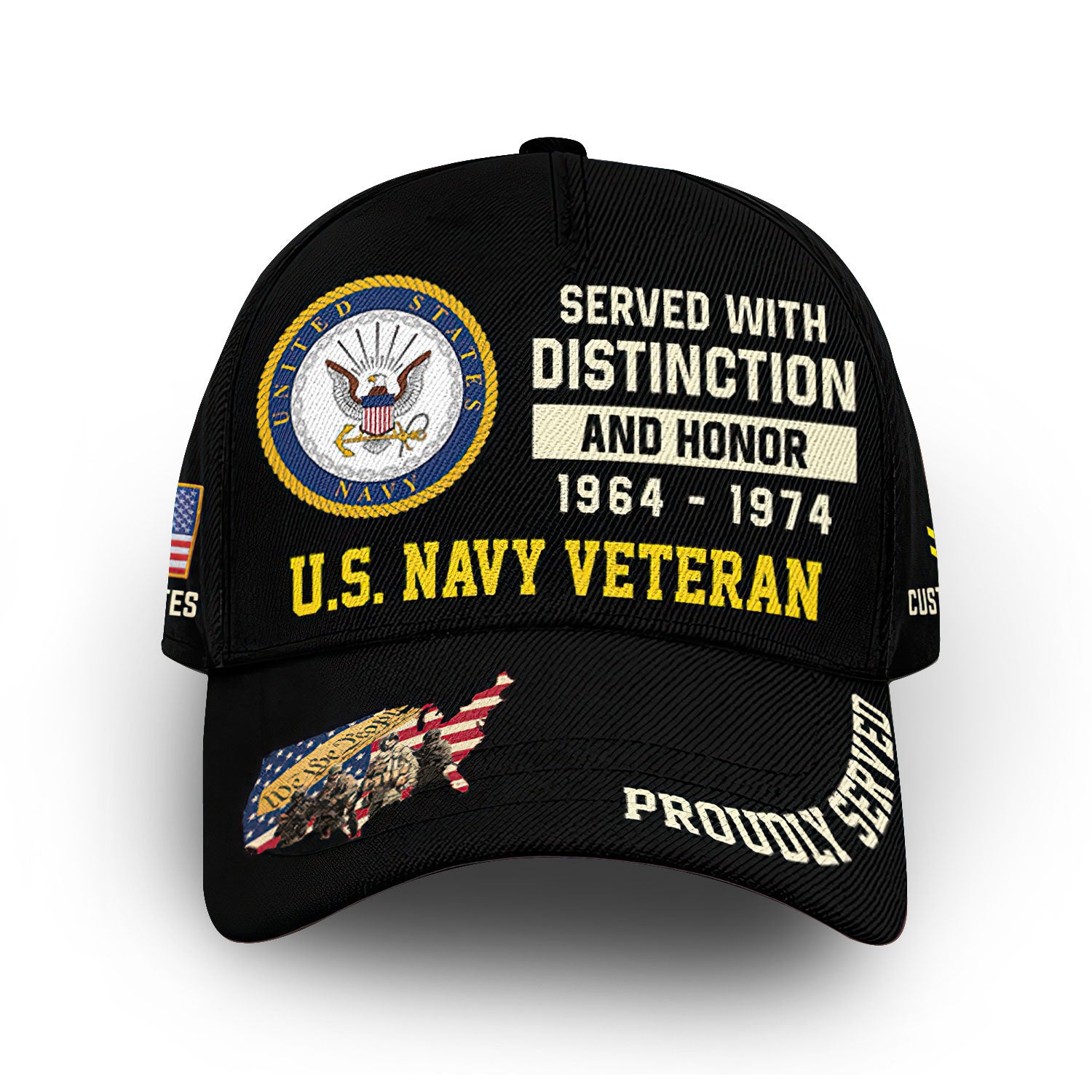 Unique Custom Name, Rank, Year, US Navy Cap VPVC008002, Gifts For Navy Veteran, Gifts For Dad, For Husband, Best Gifts On Father's Day, Independence Day, Veterans Day.