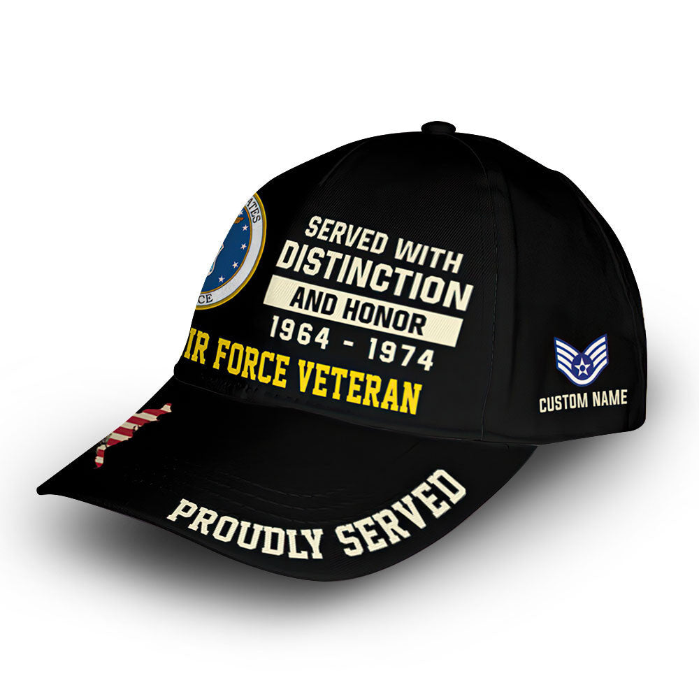 Unique Custom Name, Rank, Year, USAF Cap VPVC008004, Gifts For Air Force Veteran, Gifts For Dad, For Husband, Best Gifts On Father's Day, Independence Day, Veterans Day.