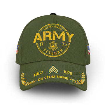 Unique Custom Name, Rank, Year, US Army Cap VPVC008101, Gifts For Army Veteran, Gifts For Dad, For Husband, Best Gifts On Father's Day, Independence Day, Veterans Day.