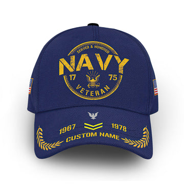 Unique Custom Name, Rank, Year, US Navy Cap VPVC008102, Gifts For Navy Veteran, Gifts For Dad, For Husband, Best Gifts On Father's Day, Independence Day, Veterans Day.