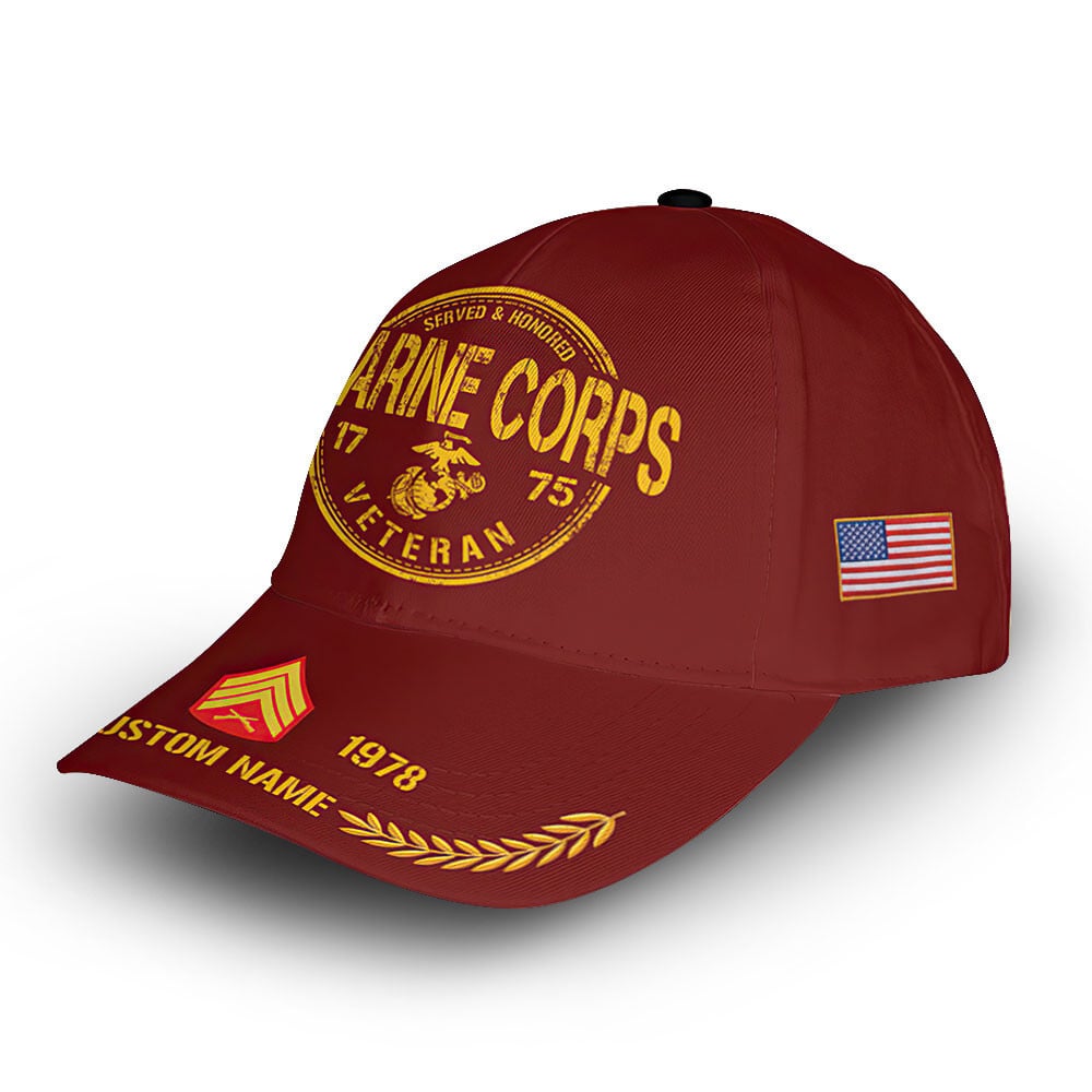 Unique Custom Name, Rank, Year, USMC Cap VPVC008103, Gifts For Marine Veteran, Gifts For Dad, For Husband, Best Gifts On Father's Day, Independence Day, Veterans Day.
