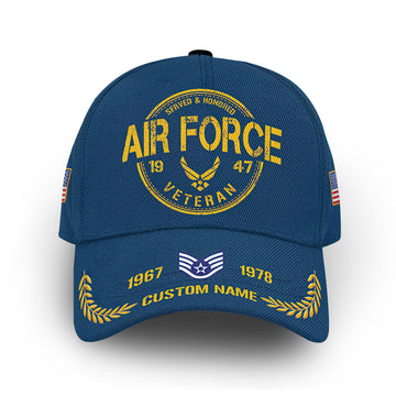 Unique Custom Name, Rank, Year, USAF Cap VPVC008104, Gifts For Air Force Veteran, Gifts For Dad, For Husband, Best Gifts On Father's Day, Independence Day, Veterans Day.