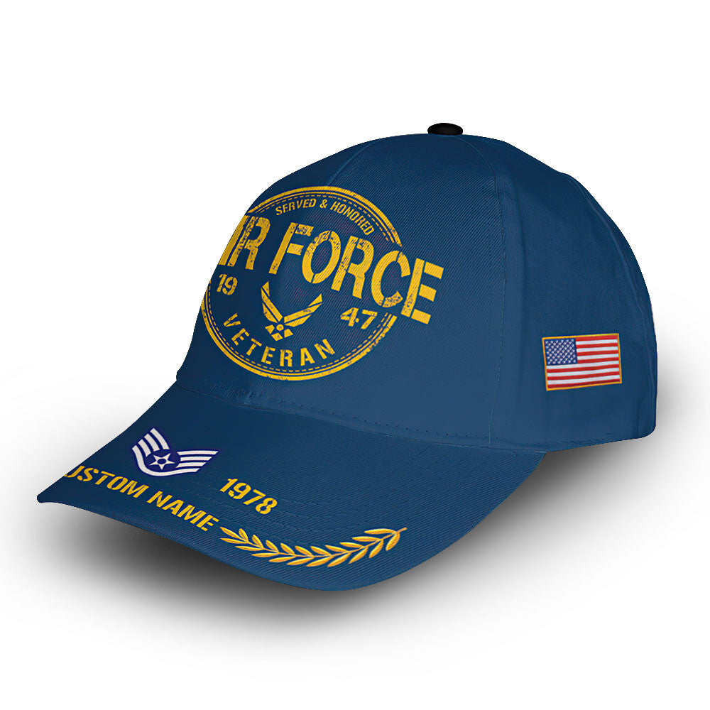 Unique Custom Name, Rank, Year, USAF Cap VPVC008104, Gifts For Air Force Veteran, Gifts For Dad, For Husband, Best Gifts On Father's Day, Independence Day, Veterans Day.