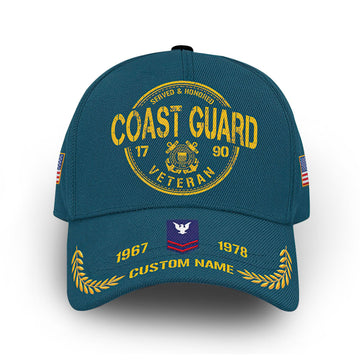Unique Custom Name, Rank, Year, USCG Cap VPVC008105, Gifts For Coast Guard Veteran, Gifts For Dad, For Husband, Best Gifts On Father's Day, Independence Day, Veterans Day.