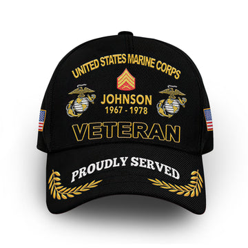 USMC Custom Cap VPVC008203, Gifts For Marine Veteran, Best Gifts On Father's Day, Armed Forces Day, Independence Day, Veterans Day.