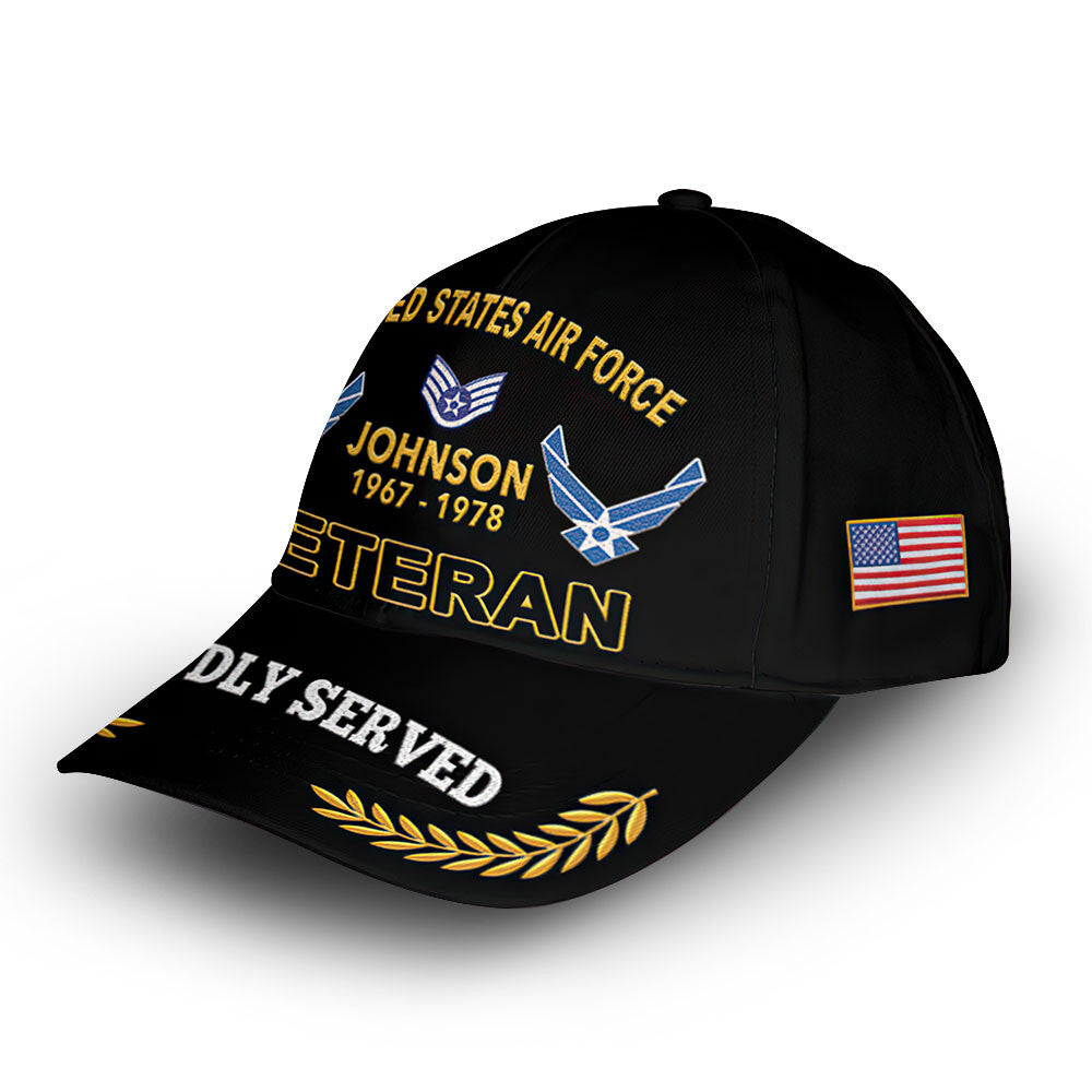 USAF Custom Cap VPVC008204, Gifts For Air Force Veteran, Best Gifts On Father's Day, Armed Forces Day, Independence Day, Veterans Day.