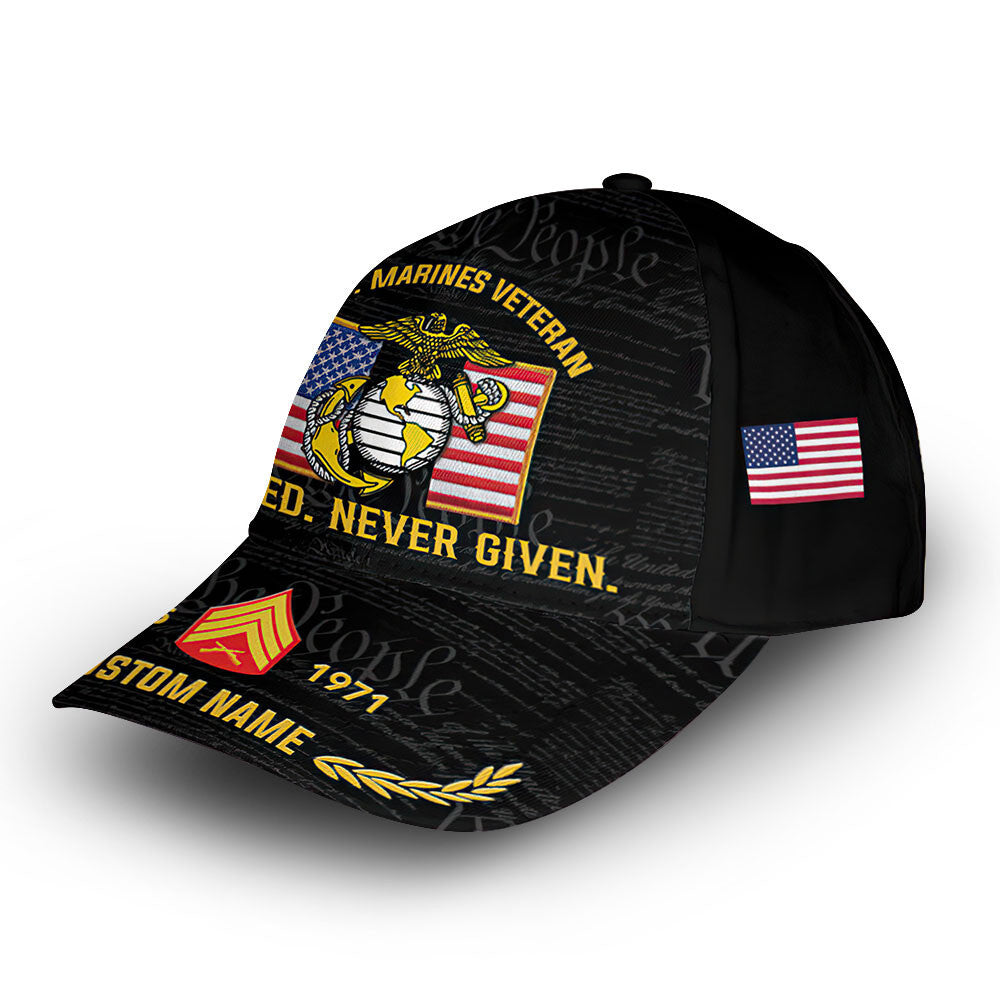 Premium Custom USMC Cap VPVC008503, Gifts For Marine Veteran, Best Gifts On Father's Day, Armed Forces Day, Independence Day, Veterans Day.