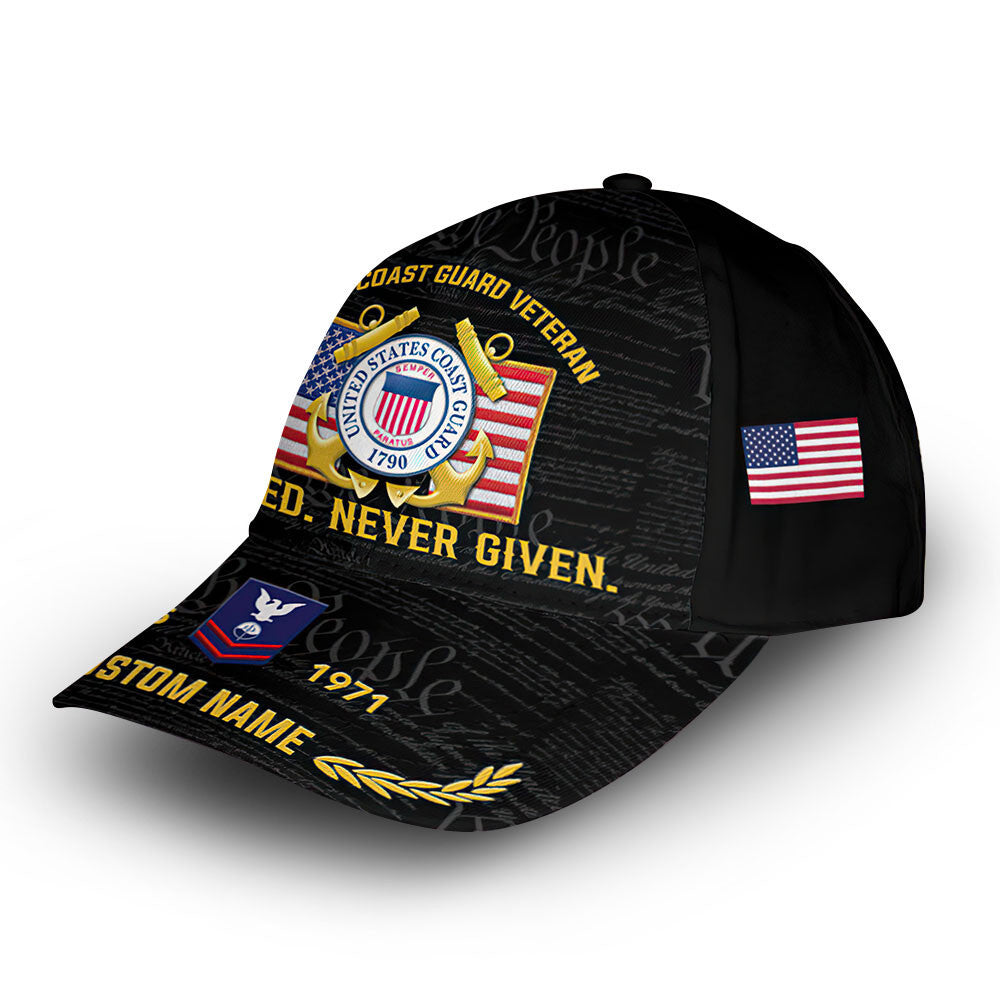 Premium Custom USCG Cap VPVC008505, Gifts For Coast Guard Veteran, Best Gifts On Father's Day, Armed Forces Day, Independence Day, Veterans Day.
