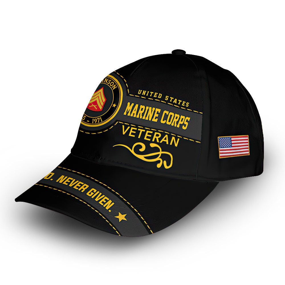 Premium USMC Cap VPVC008603, Custom Name, Rank, Year, Gifts For Marine Veteran, Best Gifts On Father's Day, Armed Forces Day, Independence Day, Veterans Day.