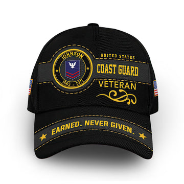 Premium USCG Cap VPVC008605, Custom Name, Rank, Year, Gifts For Coast Guard Veteran, Best Gifts On Father's Day, Armed Forces Day, Independence Day, Veterans Day.