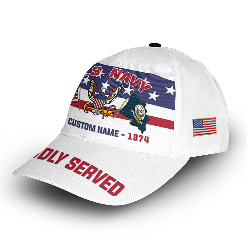 Premium US Navy Cap VPVC008702, Custom Name, Rank, Year, Gifts For Navy Veteran, Best Gifts On Father's Day, Armed Forces Day, Independence Day, Veterans Day.