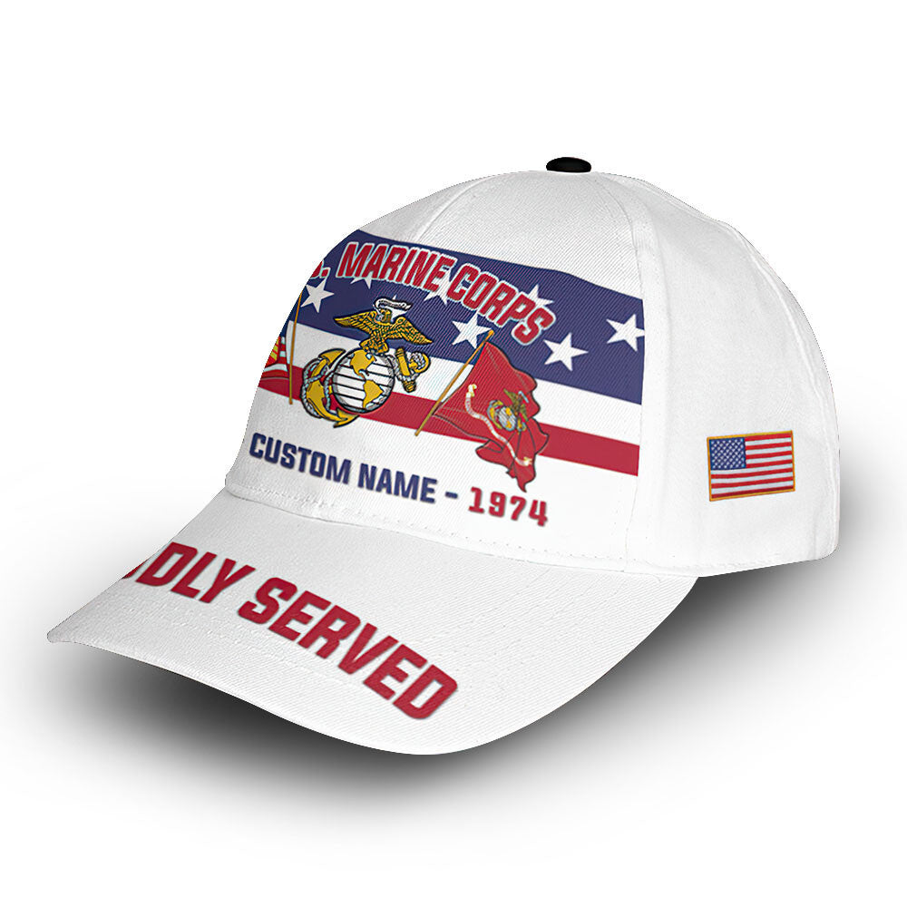 Premium USMC Cap VPVC008703, Custom Name, Rank, Year, Gifts For Marine Veteran, Best Gifts On Father's Day, Armed Forces Day, Independence Day, Veterans Day.
