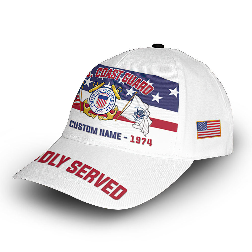 Premium USCG Cap VPVC008705, Custom Name, Rank, Year, Gifts For Coast Guard Veteran, Best Gifts On Father's Day, Armed Forces Day, Independence Day, Veterans Day.