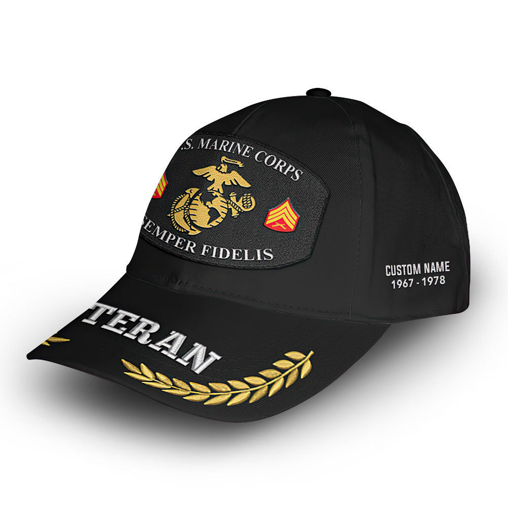 Premium Custom USMC Cap VPVC008903, Gifts For Marine Veteran, Gifts For Dad, For Husband, Best Gifts On Father's Day, Armed Forces Day, Independence Day, Veterans Day.