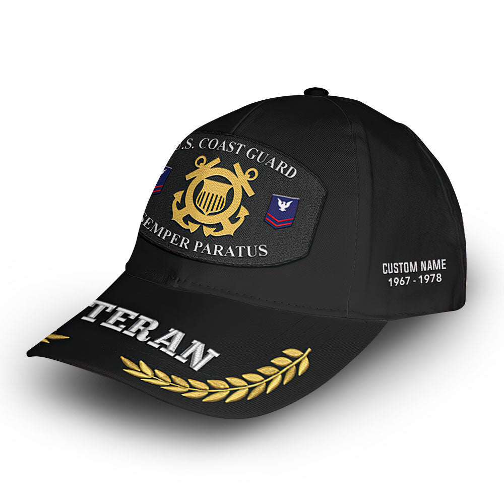 Premium Custom USCG Cap VPVC008905, Gifts For Coast Guard Veteran, Gifts For Dad, For Husband, Best Gifts On Father's Day, Armed Forces Day, Independence Day, Veterans Day.