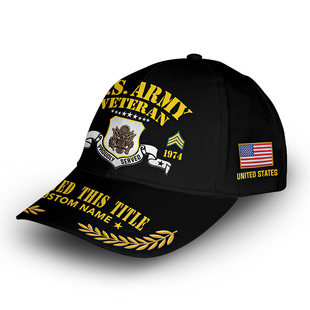Unique Custom Name, Rank, Year, US Army Cap VPVC009001, Gifts For Army Veteran, Gifts For Dad, For Husband, Best Gifts On Father's Day, Independence Day, Veterans Day.