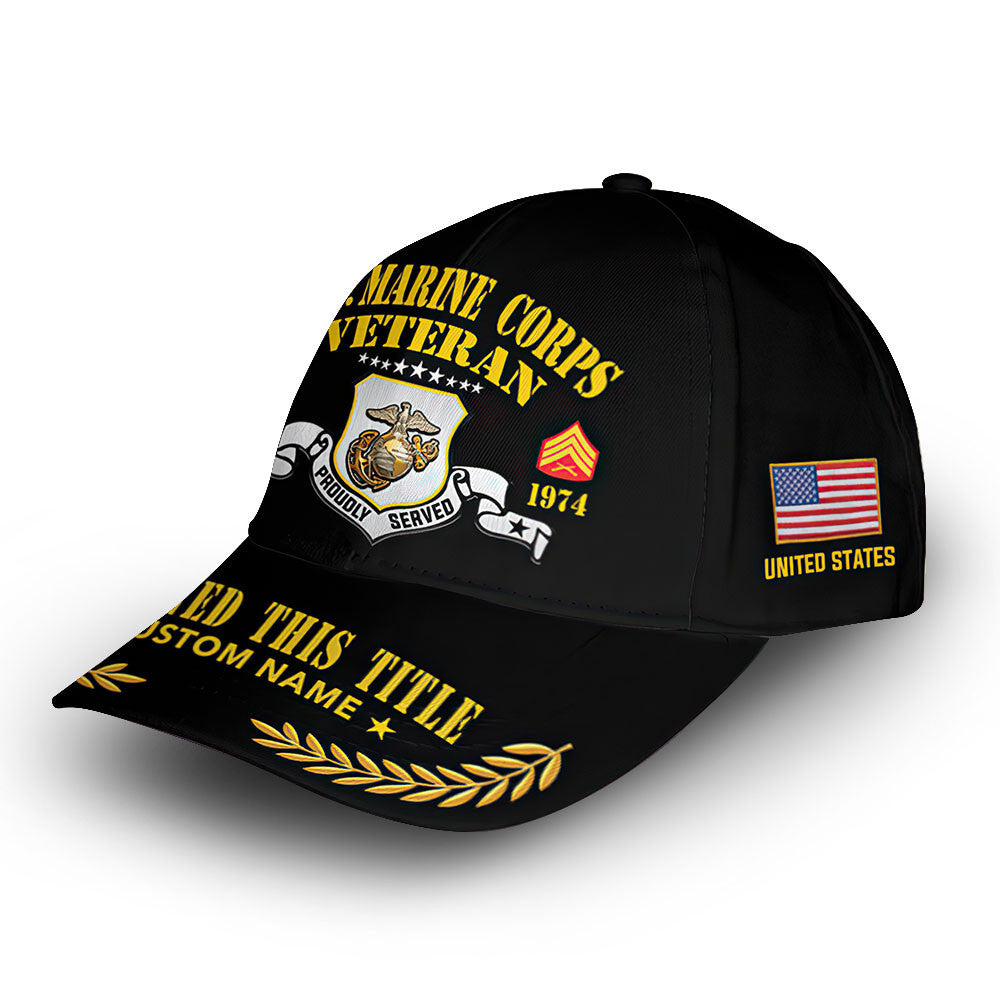 Unique Custom Name, Rank, Year, USMC Cap VPVC009003, Gifts For Marine Veteran, Gifts For Dad, For Husband, Best Gifts On Father's Day, Independence Day, Veterans Day.