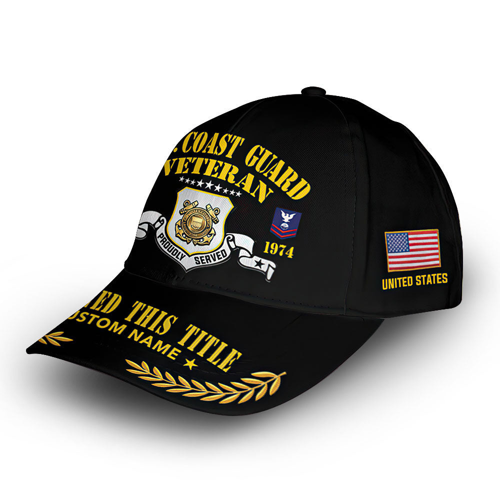 Unique Custom Name, Rank, Year, USCG Cap VPVC009005, Gifts For Coast Guard Veteran, Gifts For Dad, For Husband, Best Gifts On Father's Day, Independence Day, Veterans Day.