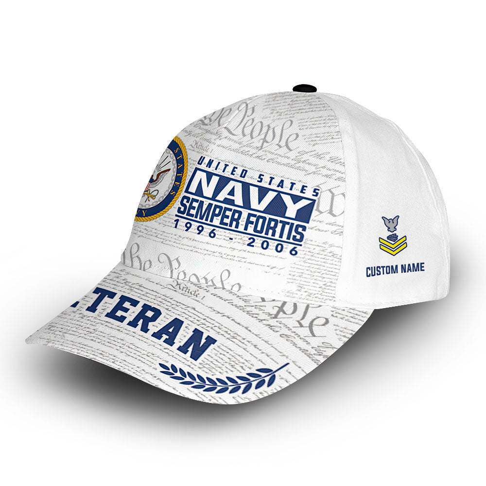 US Navy Custom Cap VPVC009302, Gifts For Navy Veteran, Best Gifts On Father's Day, Armed Forces Day, Independence Day, Veterans Day.