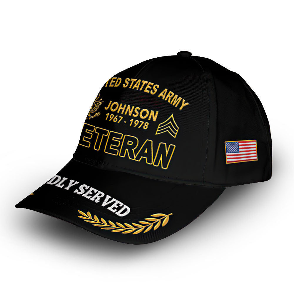 Premium Custom US Army Cap VPVC009401, Gifts For Army Veteran, Best Gifts On Father's Day, Armed Forces Day, Independence Day, Veterans Day.