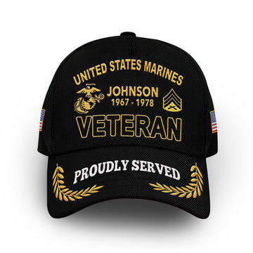 Premium Custom USMC Cap VPVC009403, Gifts For Marine Veteran, Best Gifts On Father's Day, Armed Forces Day, Independence Day, Veterans Day.