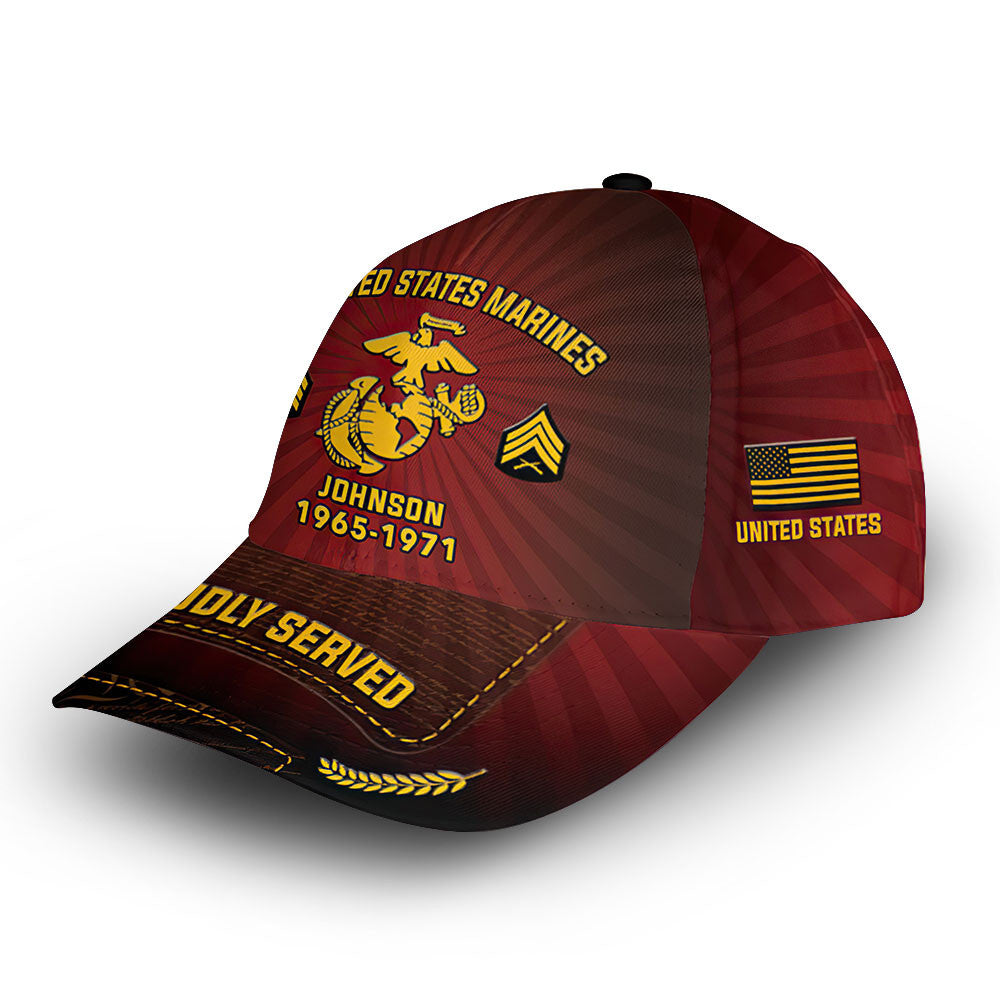 Premium Custom USMC Cap VPVC009503, Gifts For Marine Veteran, Best Gifts On Father's Day, Armed Forces Day, Independence Day, Veterans Day.