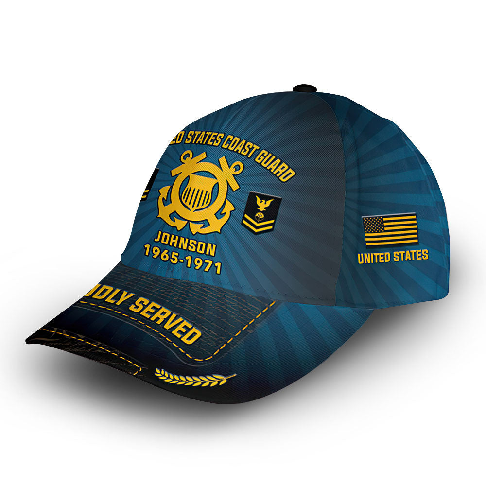 Premium Custom USCG Cap VPVC009505, Gifts For Coast Guard Veteran, Best Gifts On Father's Day, Armed Forces Day, Independence Day, Veterans Day.