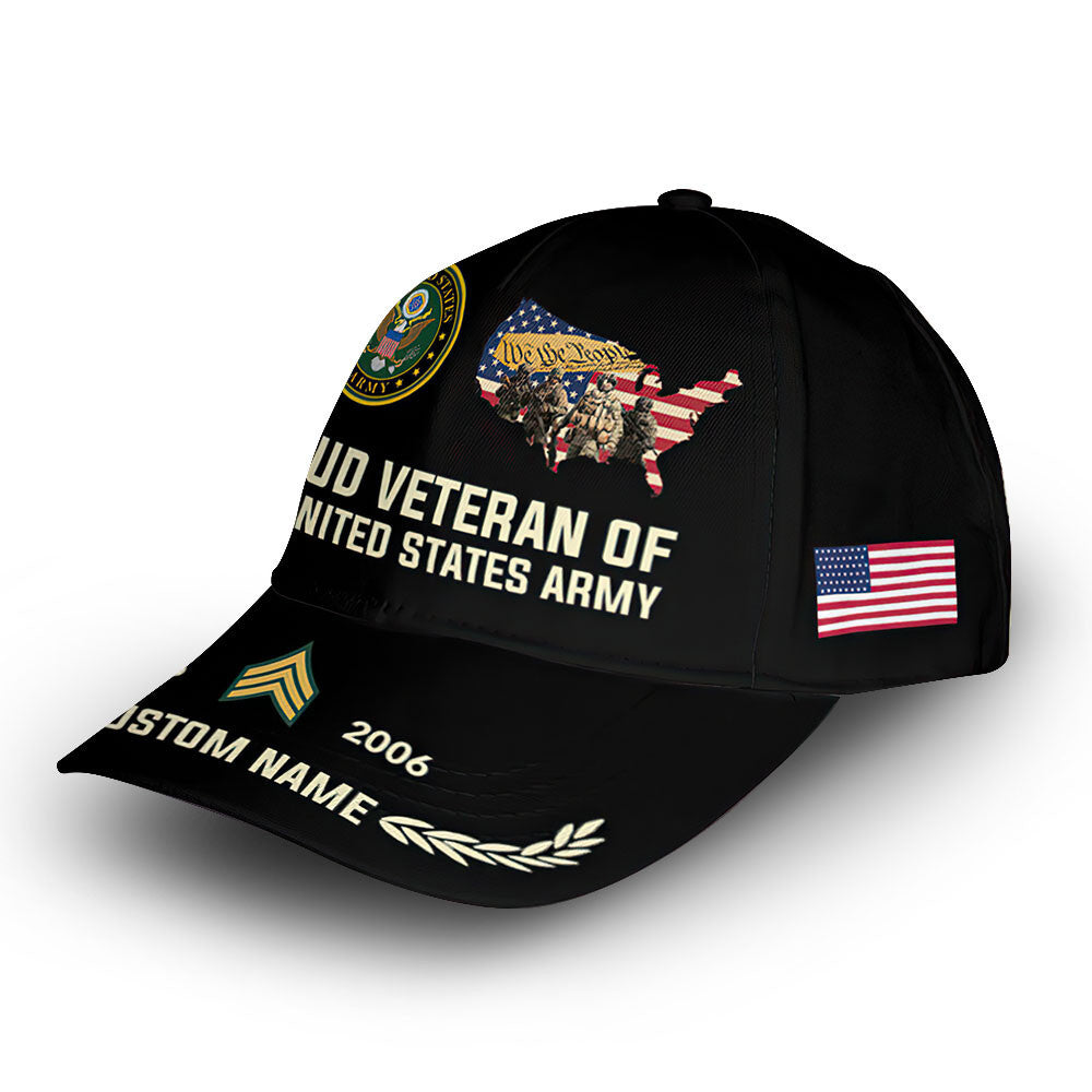 Premium US Army Cap VPVC009701, Custom Name, Rank, Year, Gifts For Army Veteran, Best Gifts On Father's Day, Armed Forces Day, Independence Day, Veterans Day.