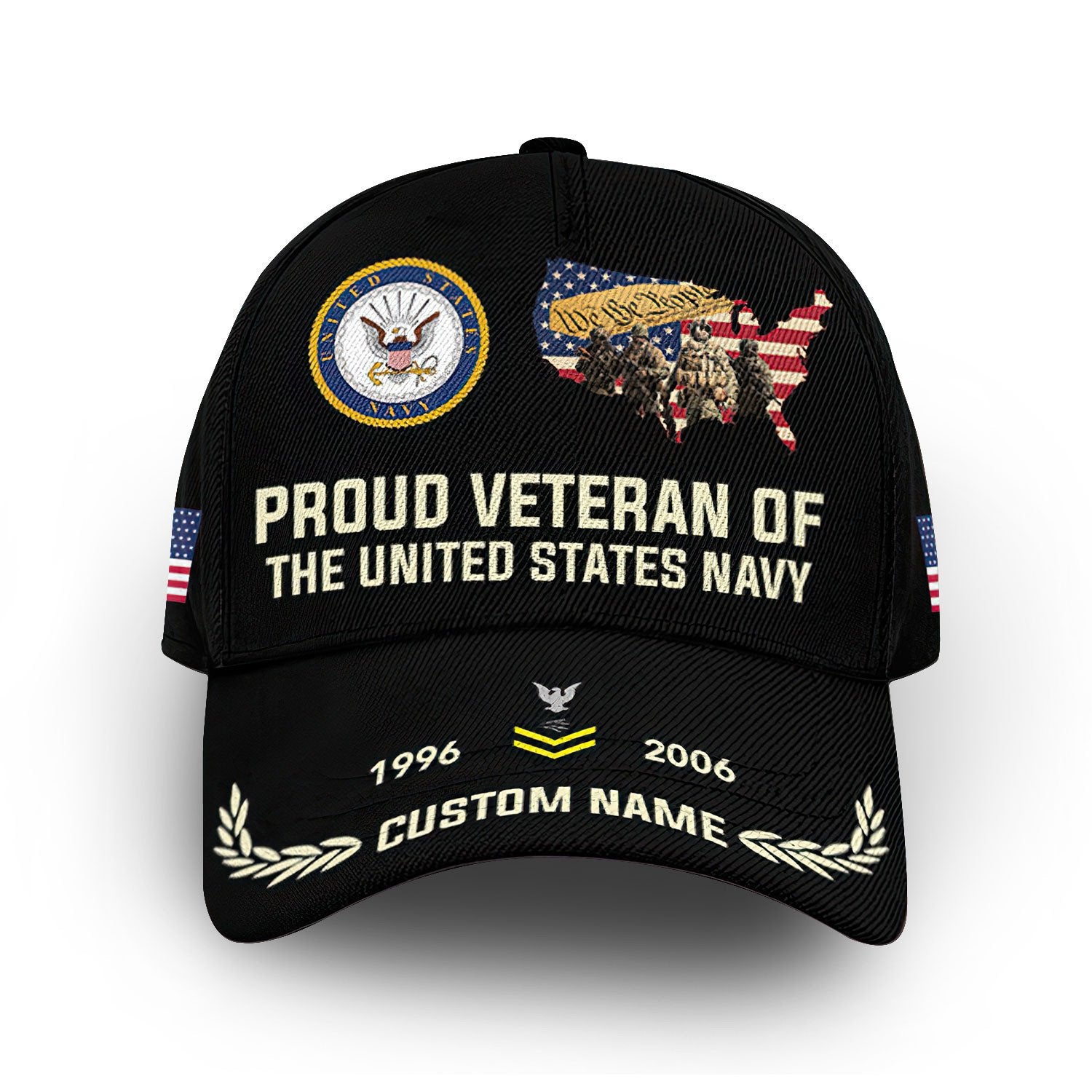 Premium US Navy Cap VPVC009702, Custom Name, Rank, Year, Gifts For Navy Veteran, Best Gifts On Father's Day, Armed Forces Day, Independence Day, Veterans Day.
