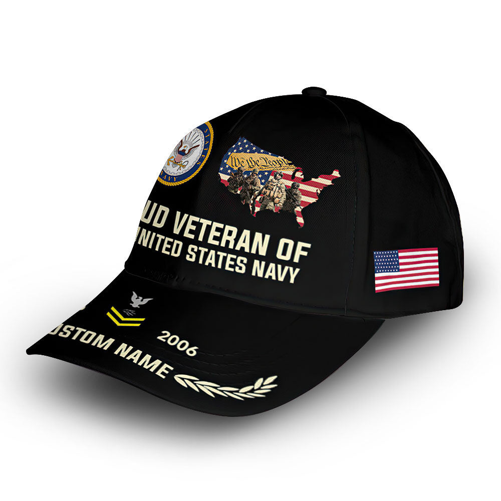Premium US Navy Cap VPVC009702, Custom Name, Rank, Year, Gifts For Navy Veteran, Best Gifts On Father's Day, Armed Forces Day, Independence Day, Veterans Day.