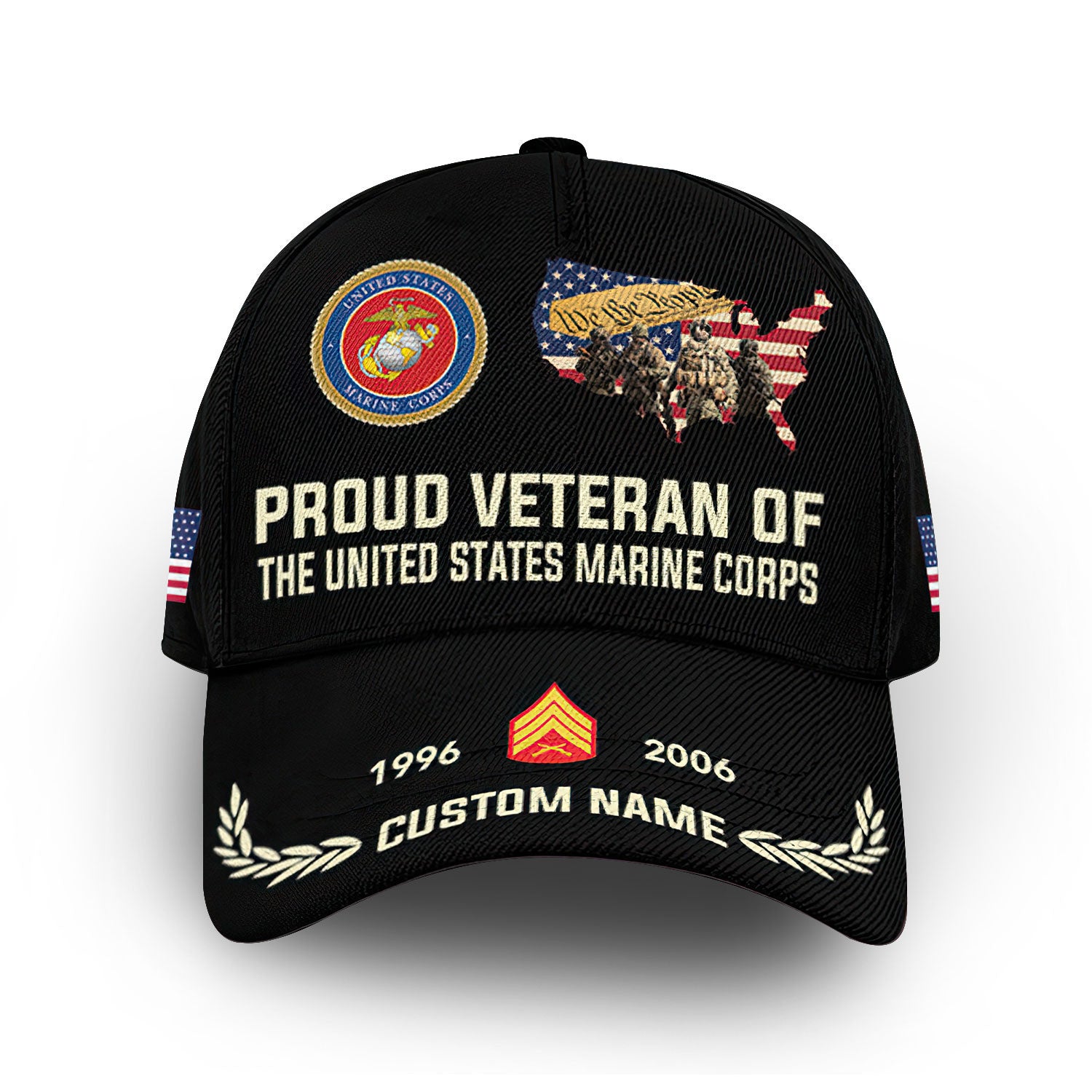 Premium USMC Cap VPVC009703, Custom Name, Rank, Year, Gifts For Marine Veteran, Best Gifts On Father's Day, Armed Forces Day, Independence Day, Veterans Day.