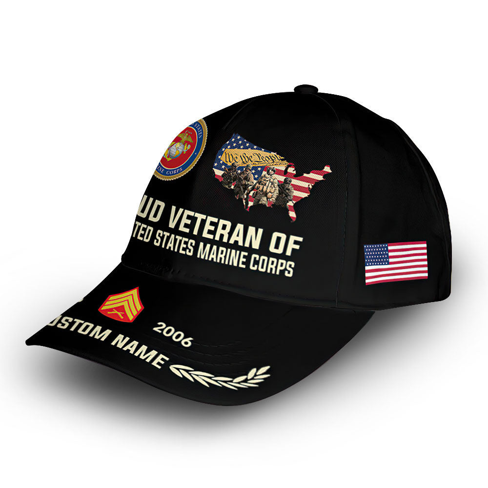Premium USMC Cap VPVC009703, Custom Name, Rank, Year, Gifts For Marine Veteran, Best Gifts On Father's Day, Armed Forces Day, Independence Day, Veterans Day.