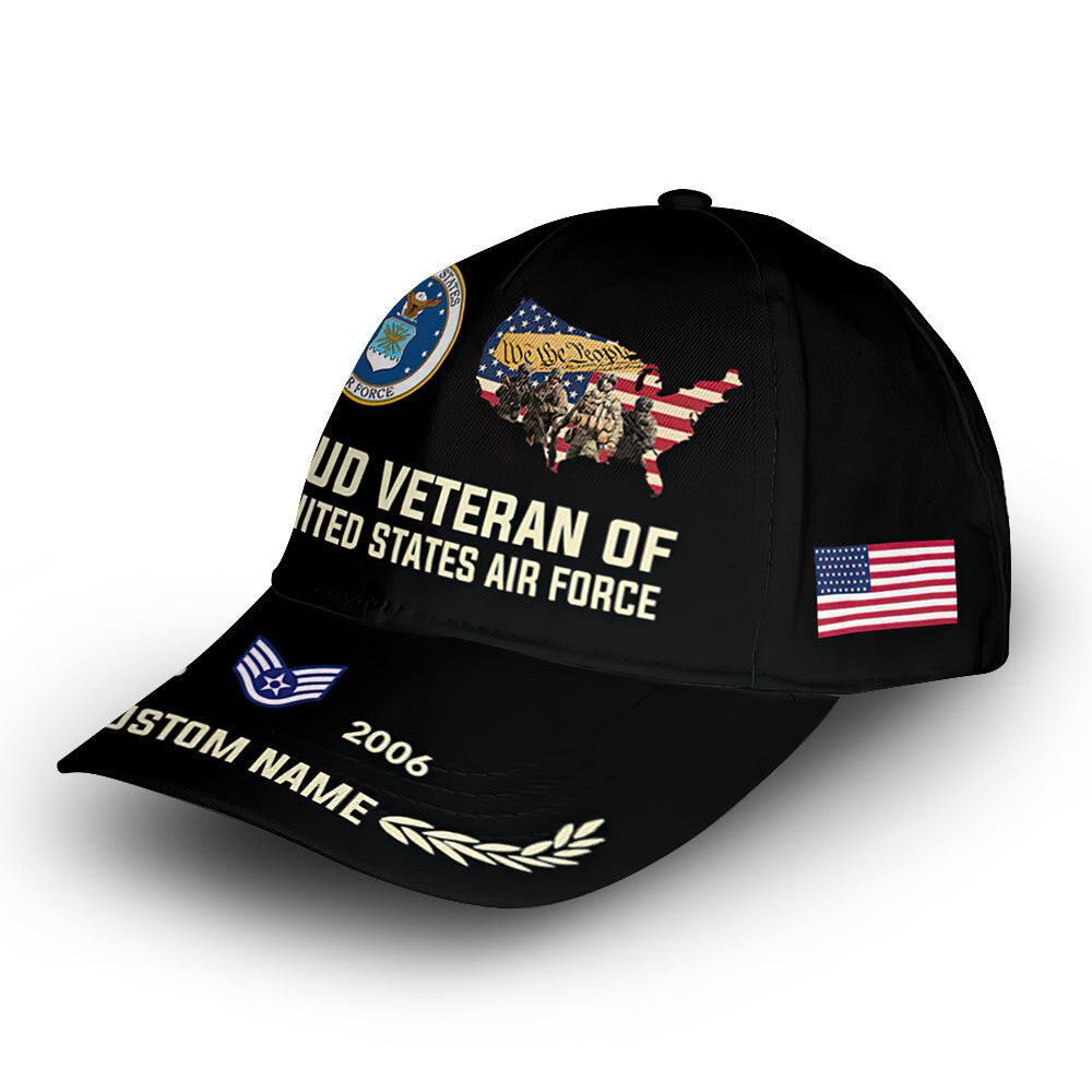 Premium USAF Cap VPVC009704, Custom Name, Rank, Year, Gifts For Air Force Veteran, Best Gifts On Father's Day, Armed Forces Day, Independence Day, Veterans Day.