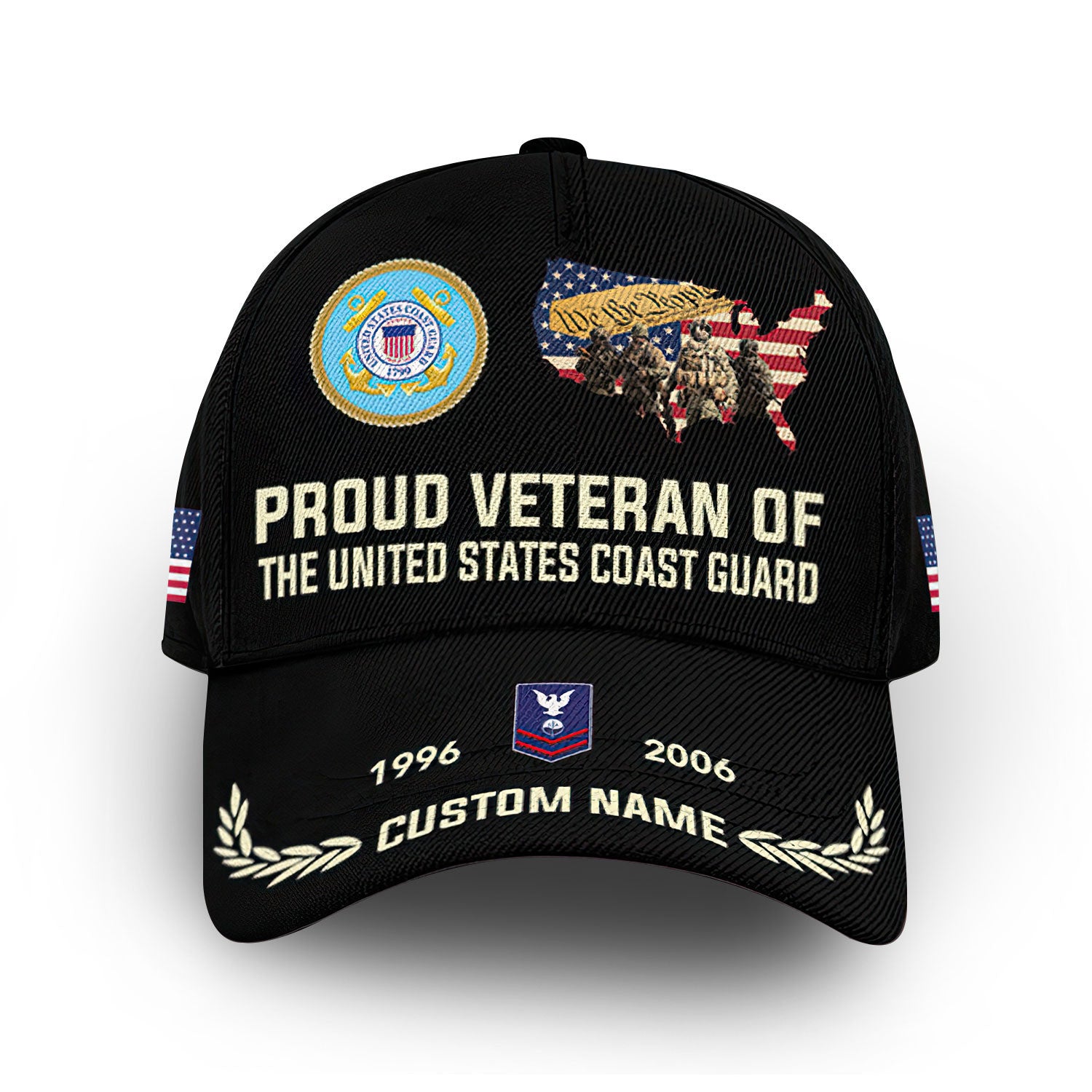 Premium USCG Cap VPVC009705, Custom Name, Rank, Year, Gifts For Coast Guard Veteran, Best Gifts On Father's Day, Armed Forces Day, Independence Day, Veterans Day.