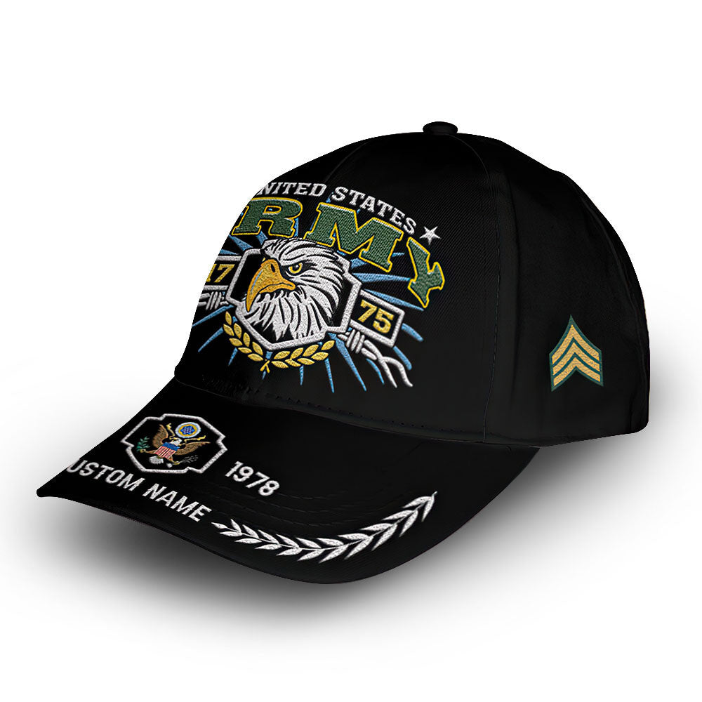 Premium US Army Cap VPVC009801, Custom Name, Rank, Year, Gifts For Army Veteran, Best Gifts On Father's Day, Armed Forces Day, Independence Day, Veterans Day.